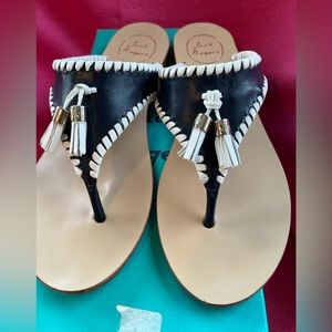 Women’s, Jack Rogers, Alana, navy blue/white leather, size 8.5M-great condition.